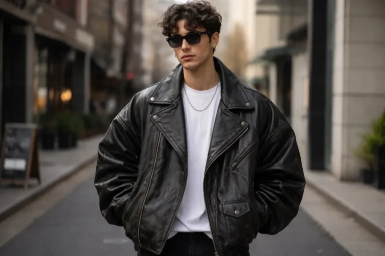 oversized leather jacket